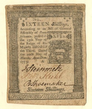 Colonial Currency - FR PA-162 - Mar. 20, 1773 - Paper Money